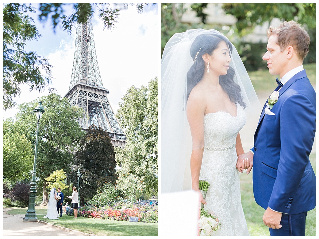 elopement in Paris, celebrant, wedding officiant asian bride